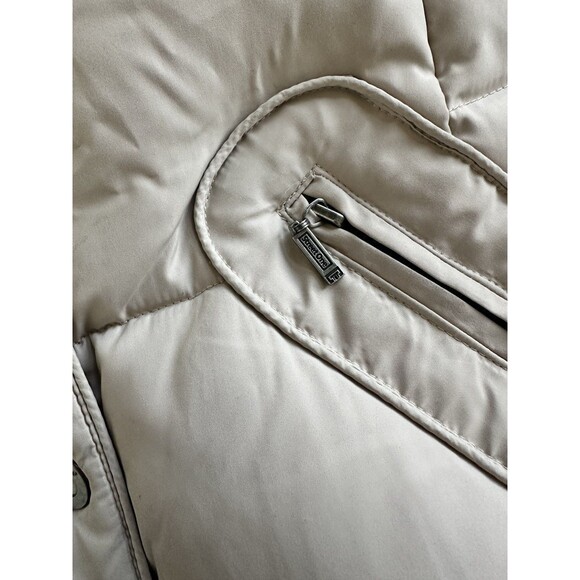 Street One Puffer Quilted Vest Tan Beige Size 6/8 Full Zip Buttons Turtle Neck - Picture 10 of 16